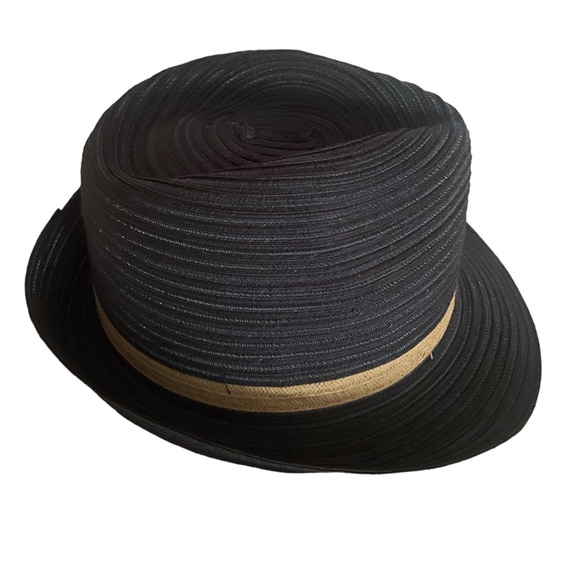 Four buttons Navy blue, tan, short brim Fedora,summer hat, OS - Picture 4 of 8